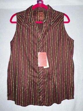 NWT Twenty X Large Brown Cotton Barbwire Sleeveless PTP 21.5"